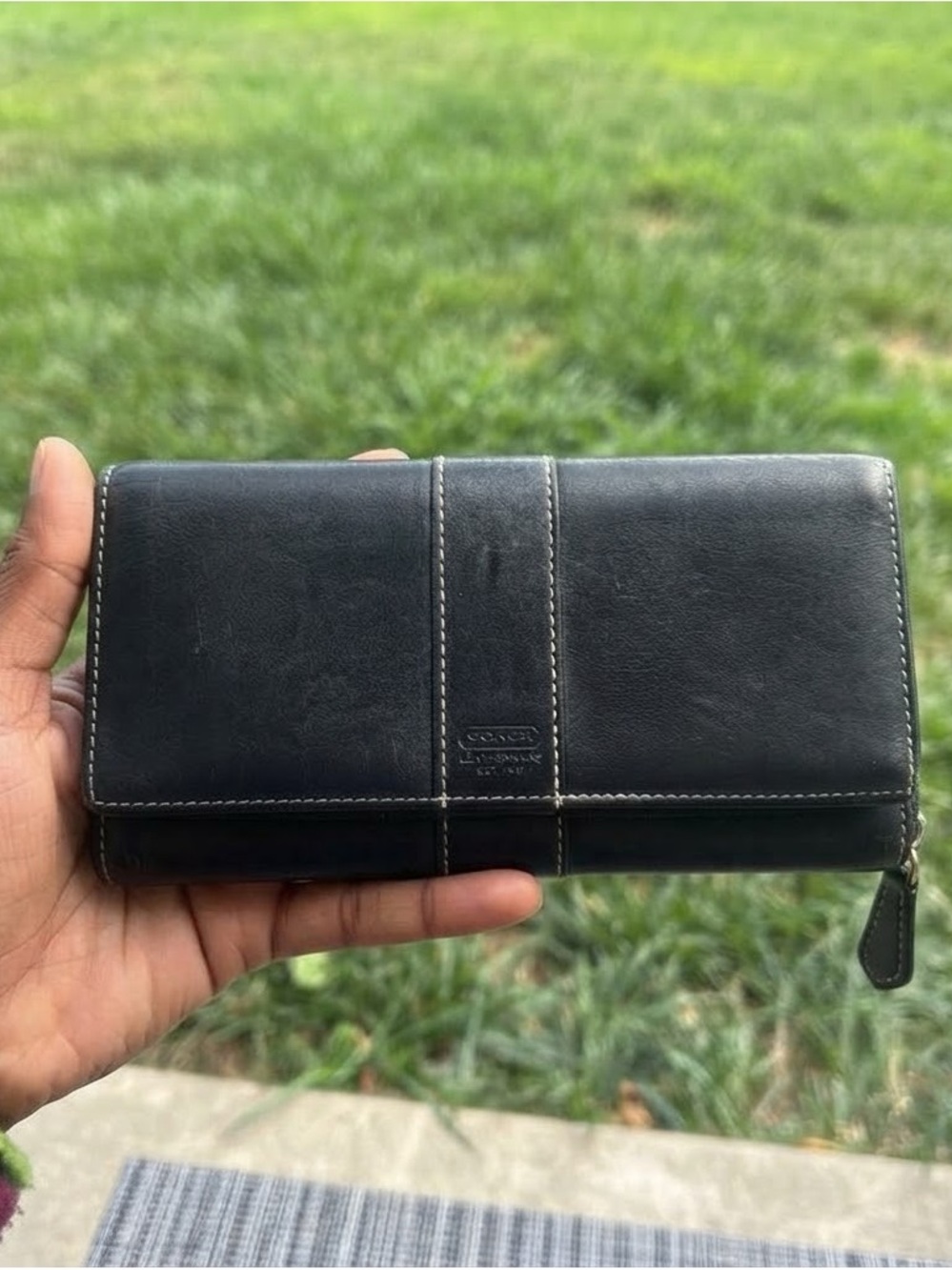 Vintage Coach Black Leather Long Continental Wallet Organizer